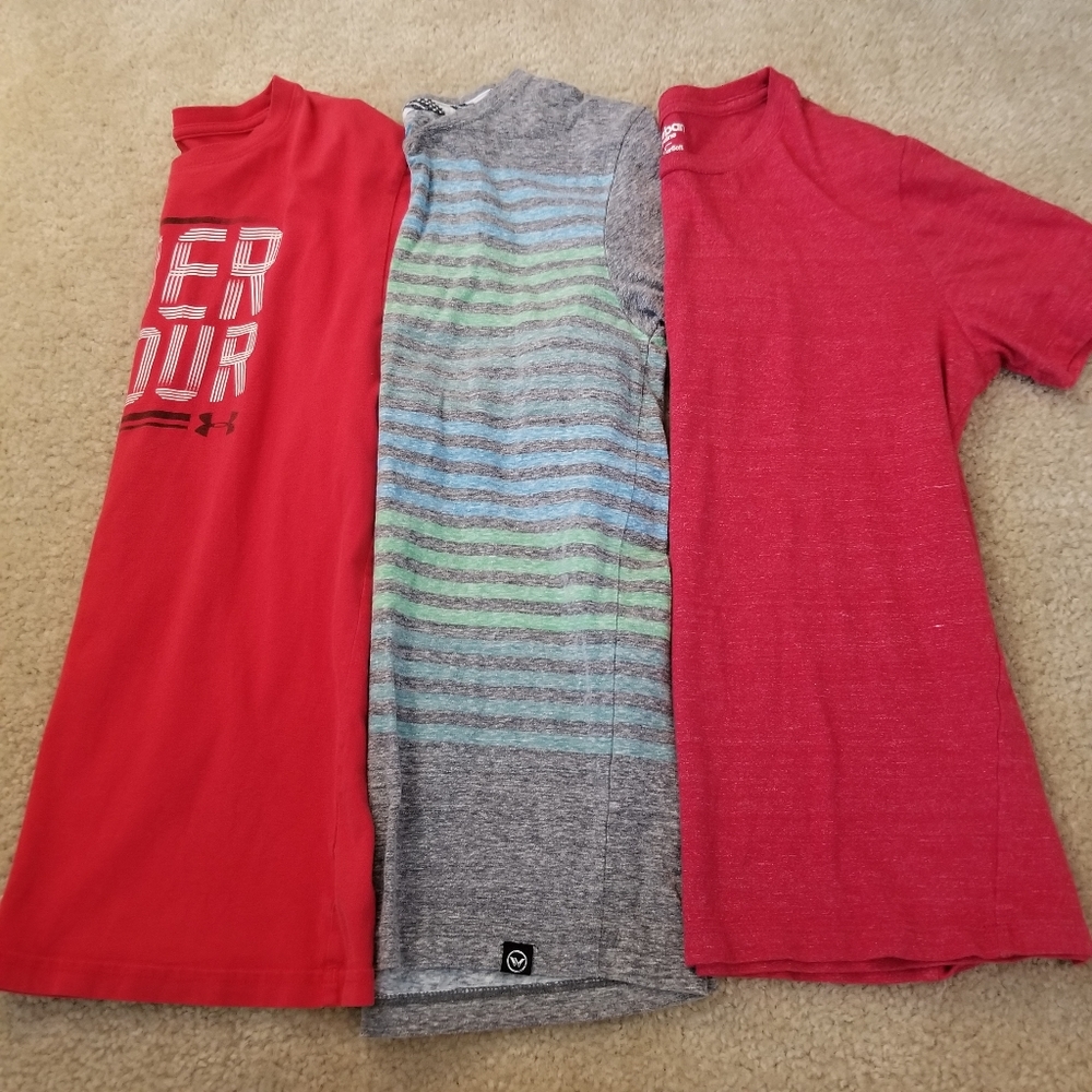 Boy summer spring fall clothes shirts casual Under Armour lot 12 14